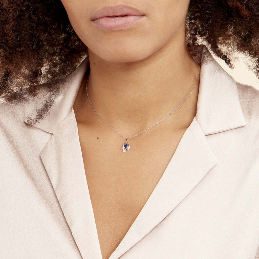 Collier Sagesse Or Blanc Saphir Et Diamant
