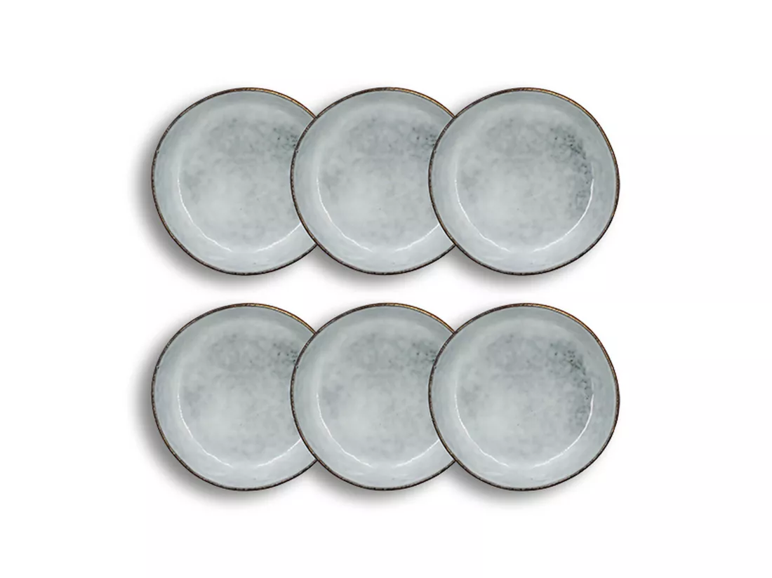 Ogo Living - Lot 6 Assiettes Coupes Aronal 20cm Bleu En Gres