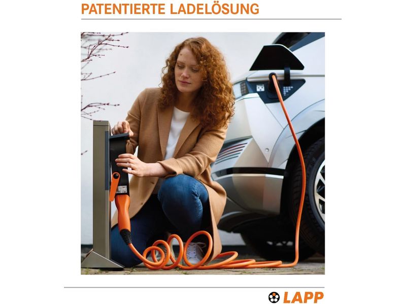 Lapp Ladekabel für Elektroauto Typ 2, 7.4kW, 32A, 5 m, Oran 3-phasiges Helix-Kabel zum Laden von Hybrid- und Elektroautos mit Typ-2-Anschluss