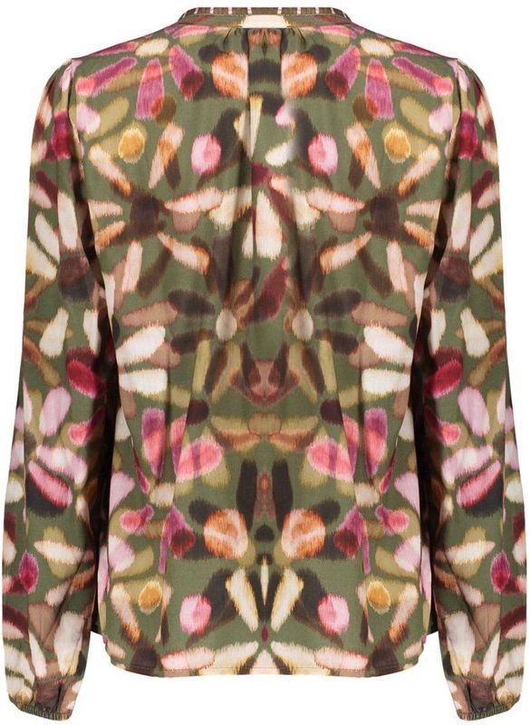 Geisha - 53650-20 - Shirt - Groen/Rood - Bloemenprint - Lange Mouwen