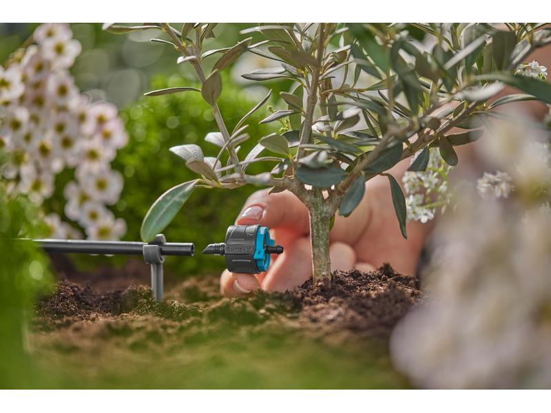 GARDENA Regulierbarer Endtropfer Micro-Drip-System 1-8 l/h, Für eine punktuelle Bewässerung bei Pflanzen mit unterschiedlichem Wasserbedarf