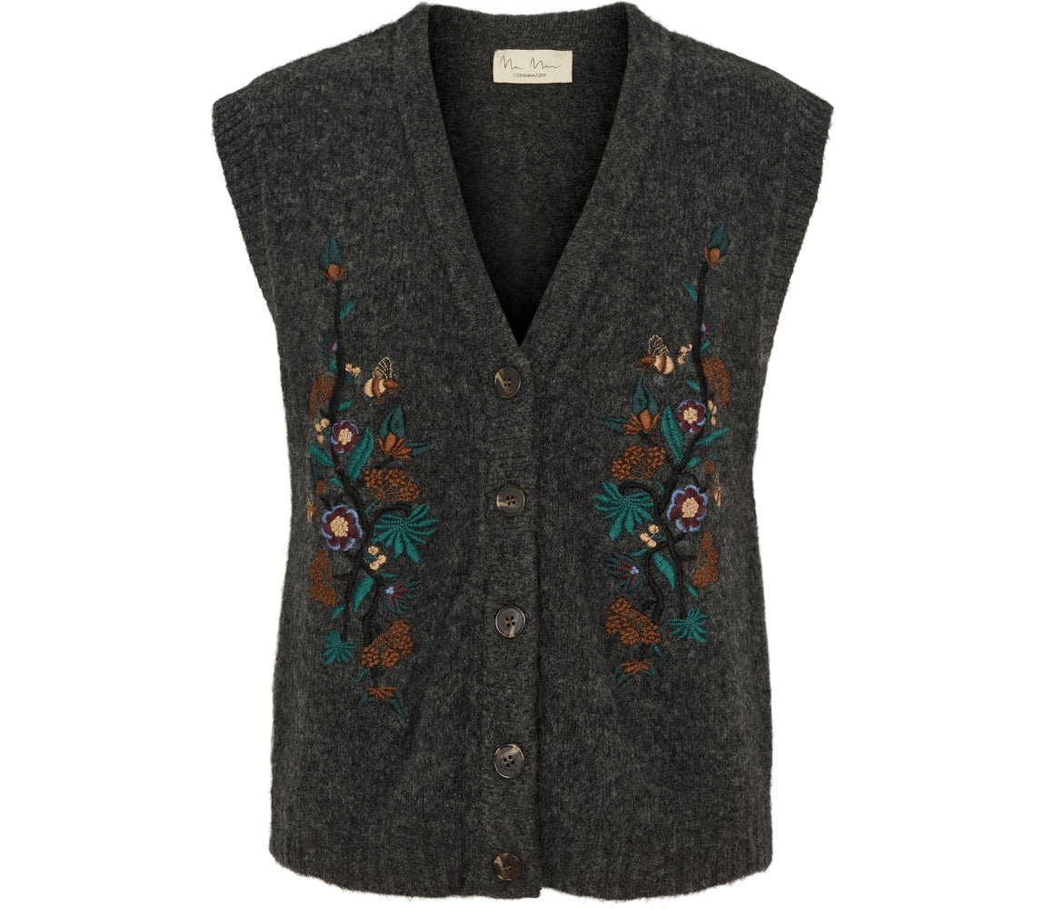 Taso W, Vest - Dark Grey Melange