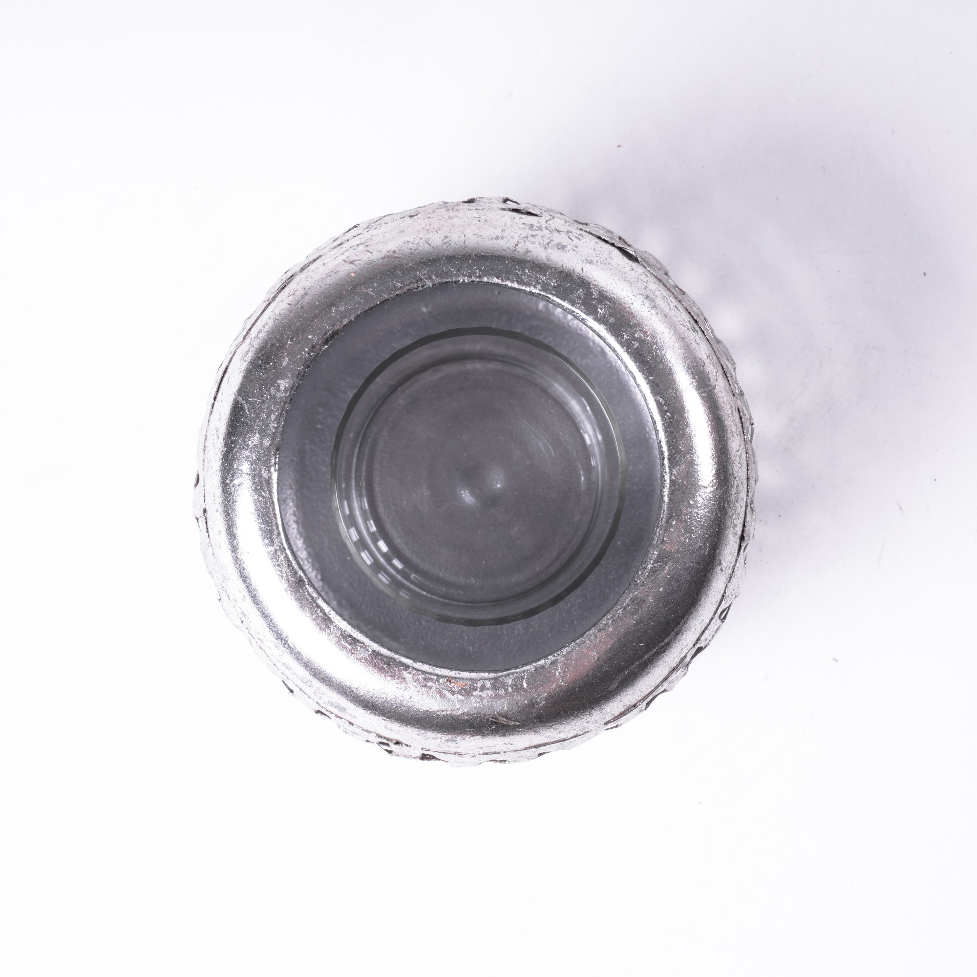 Windlicht 'Mullewa S' aus Metall, silber, Ø 11 cm, H 9 cm von fischer's lagerhaus