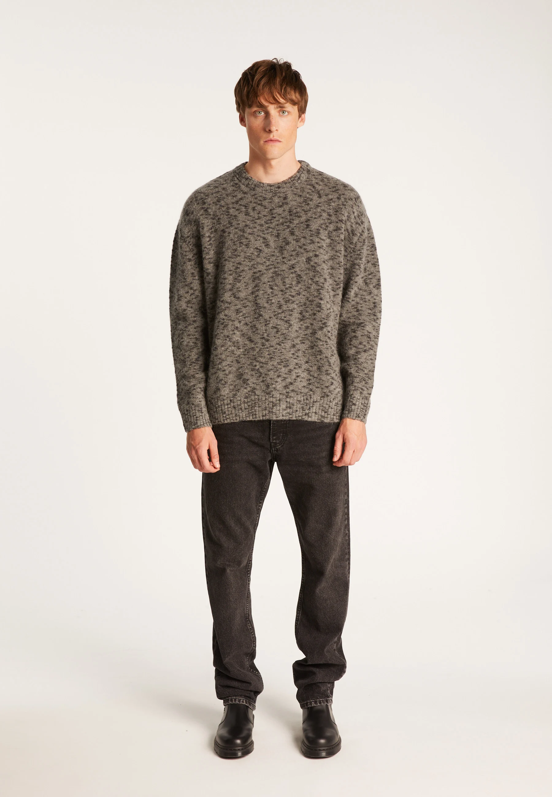 TEXAH24 - Pull col rond en mohair | Gris