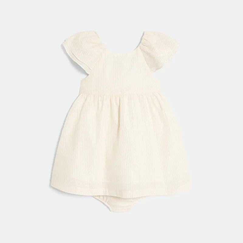 Robe chic rayures brillantes blanc bébé fille Blanc