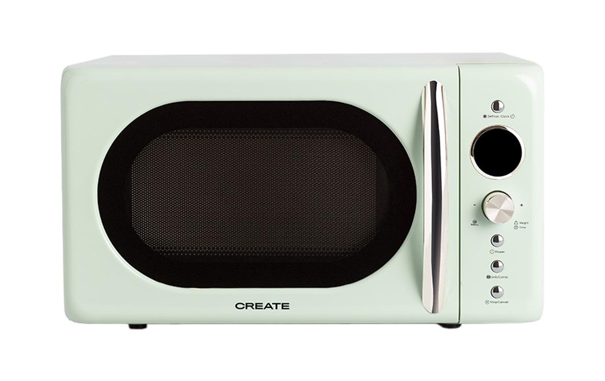 Mikrowelle Retro Grün<br>Retro-Mikrowelle mit Grill, Defrost und Autocook-Funktionen