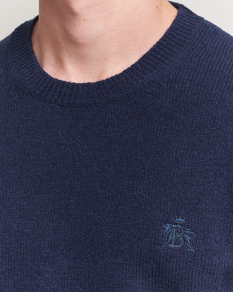 Baracuta Shetland Virgin Wool Crew Neck Navy