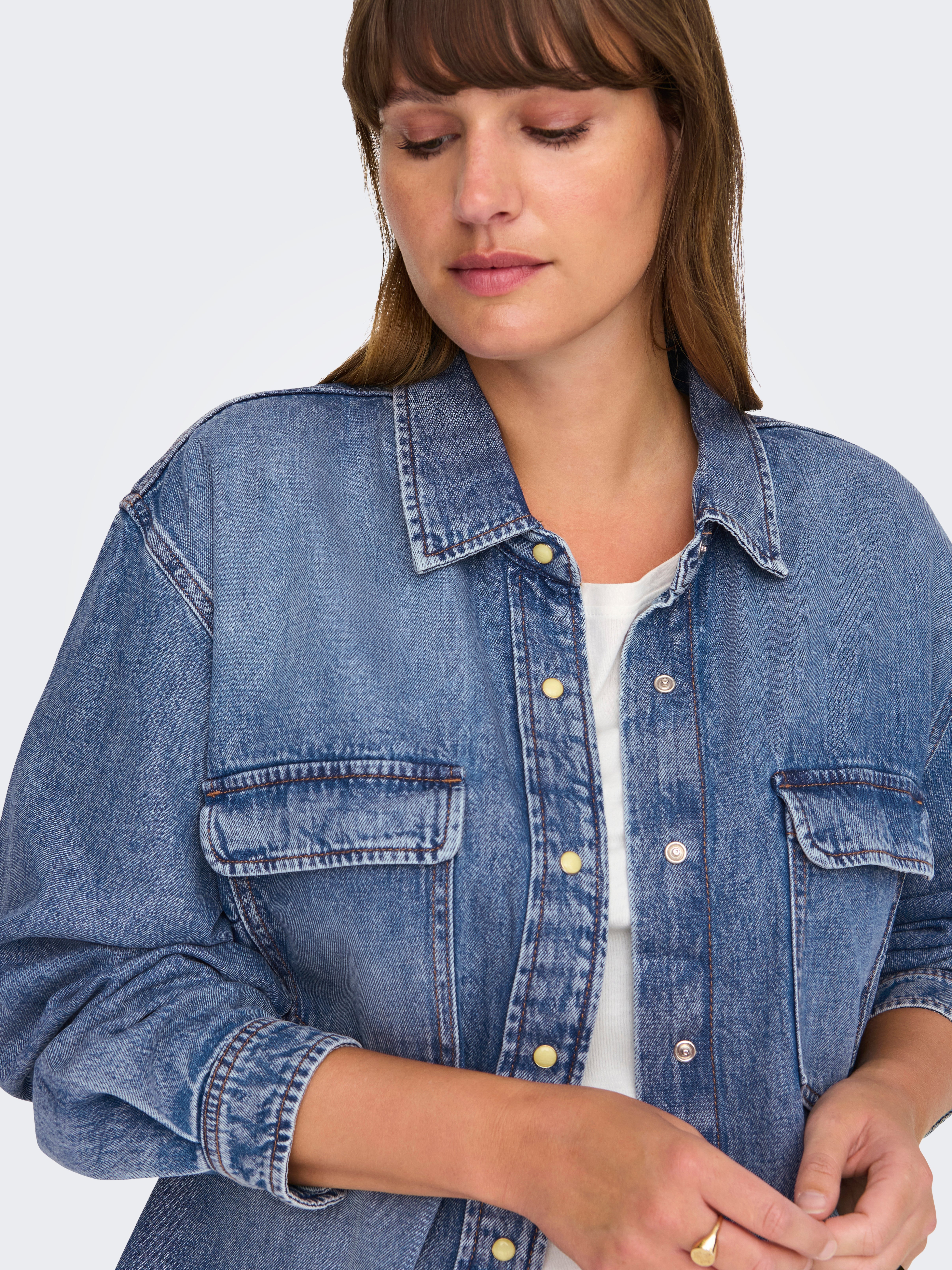 CARBROADWAY Jeanshemd Medium Blue Denim