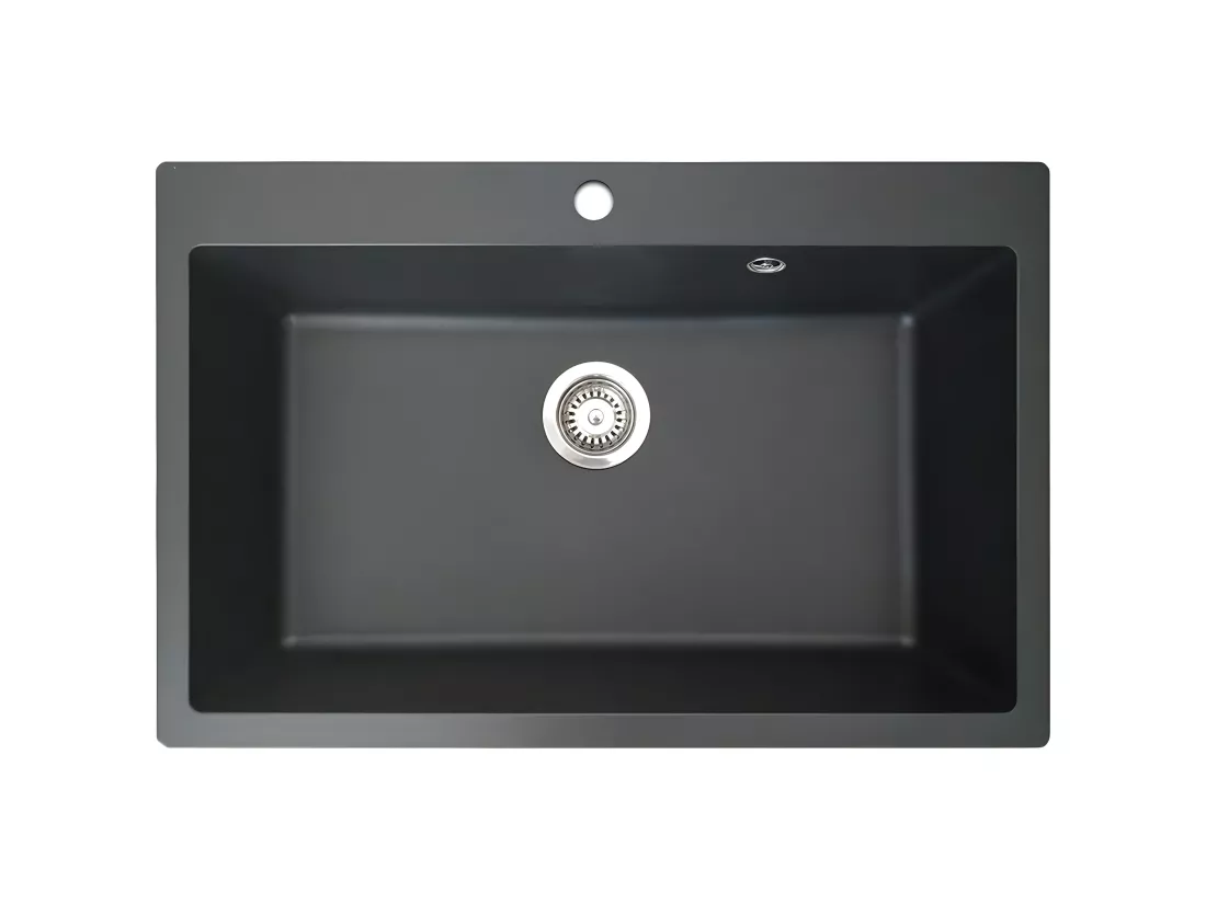 Sierra évier 1 grande cuve seule 76x50 en résine noir - Essebagno
