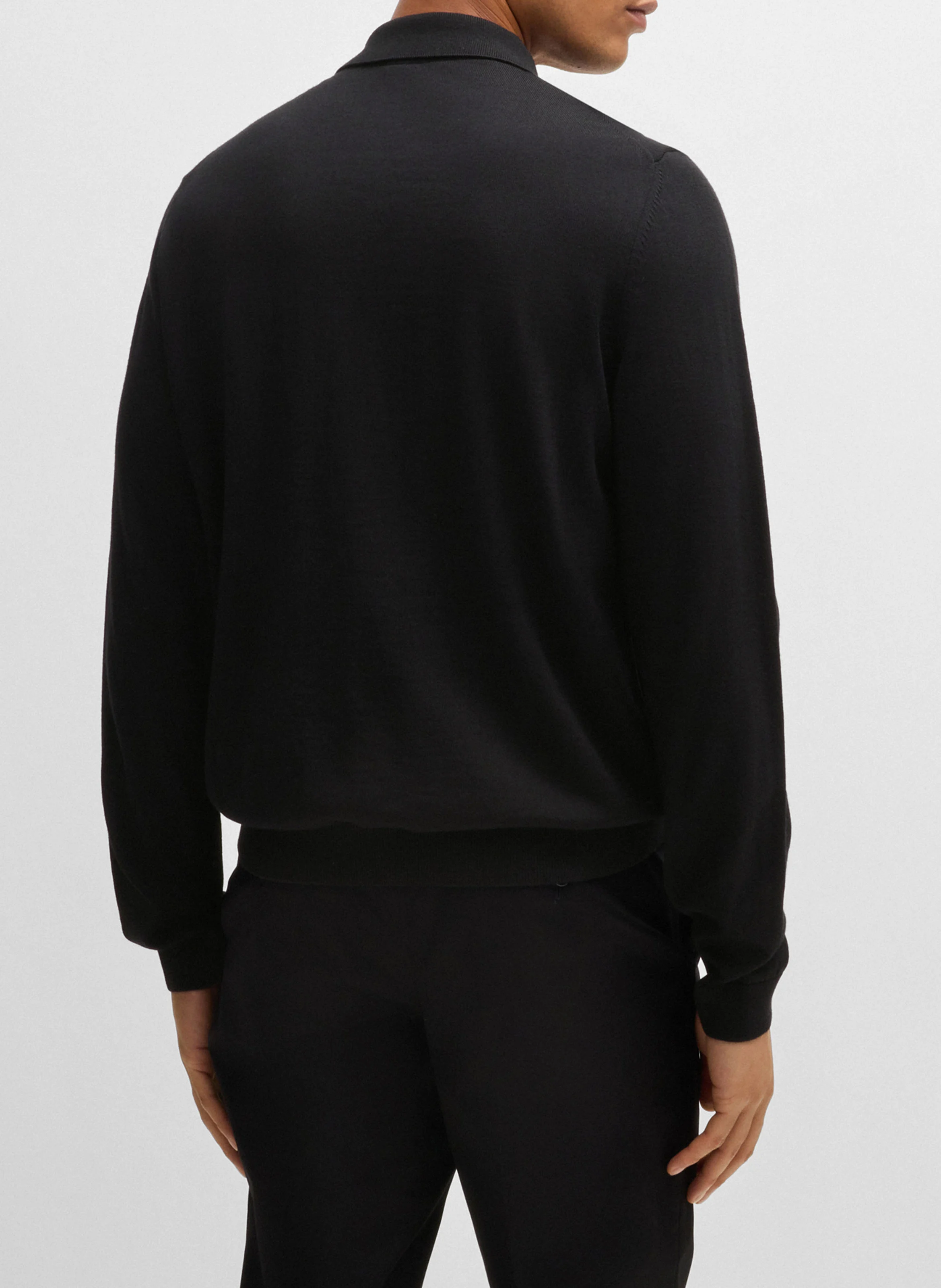 Polo slim-fit en laine | Noir