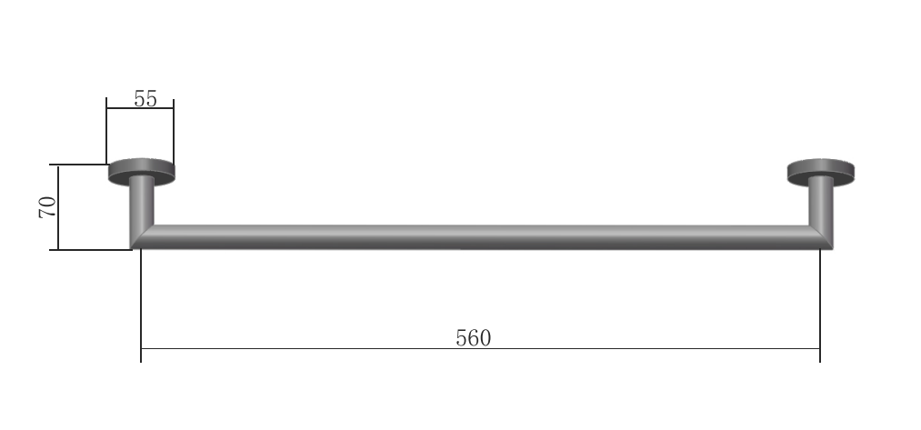 Saniclear Nero handdoekhouder 60cm mat zwart