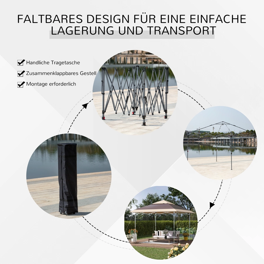Outsunny Pop-Up-Pavillon zusammenfaltbar dunkelbraun ,  creme