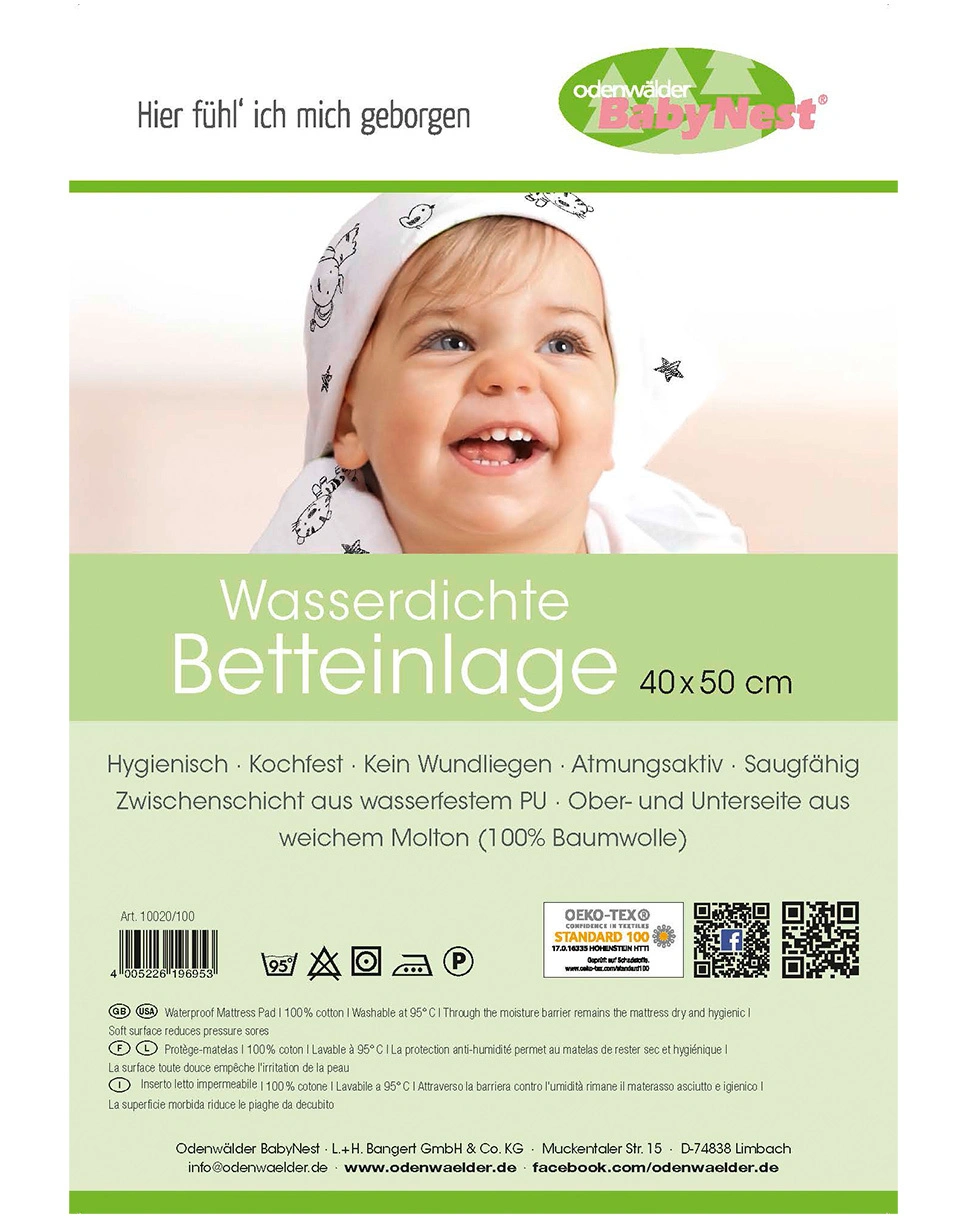 Betteinlage COTTON (40x50) wasserdicht in weiß