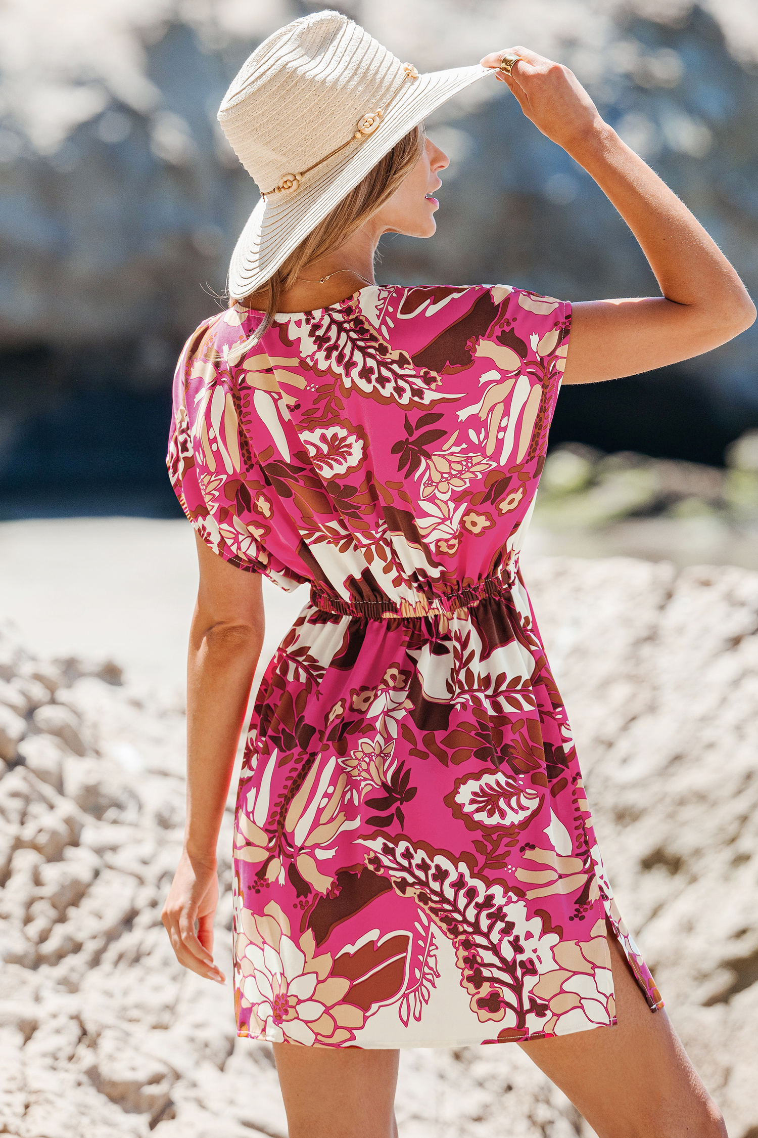 Robe à manches dolman à imprimé floral