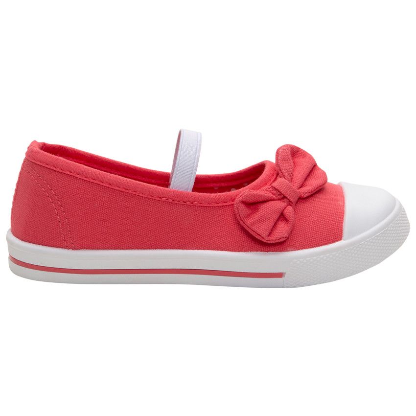 Babies en toile à noeud et doublure à pois du 24 au 35 - Fuchsia