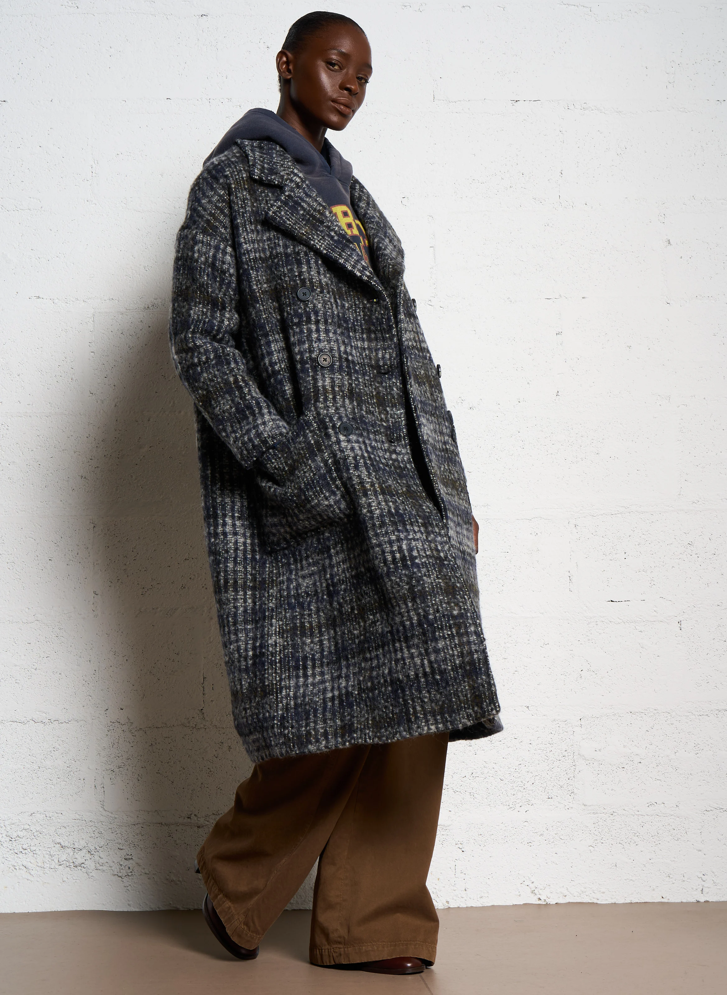 AKLYS - Manteau long col tailleur| Noir