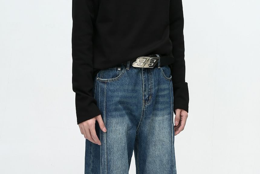 FAERIS - Hoge taille gewassen losse jeans