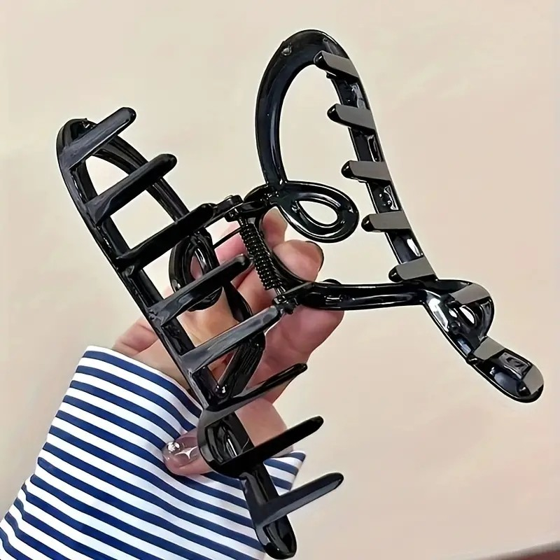 (12cm) Haarspange Klammer Krallen Clip Haar Accessoire Herz - Schwarz