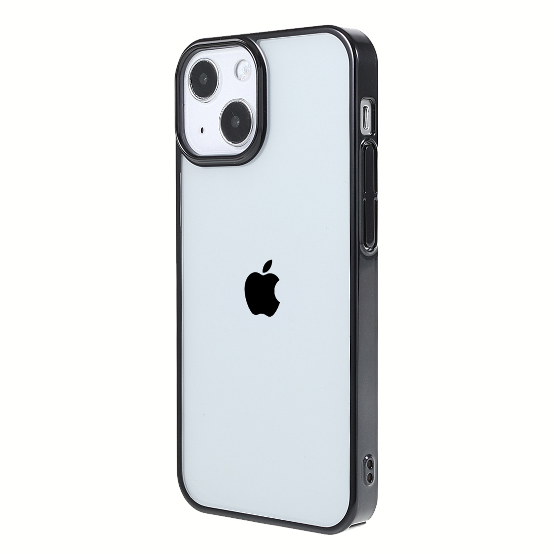 iPhone 13 Hardcase Hülle mit Galvanisiertem Rahmen - Schwarz / Transparent