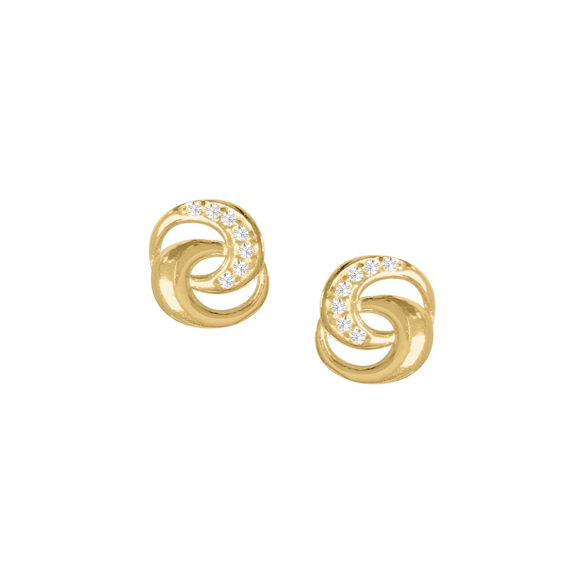 Boucles d'oreilles croissants trelacés  plaqué or et oxyde de zirconium