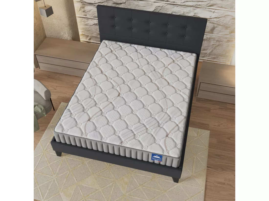 Ensemble Matelas + Lit Avec Tête De Lit 120x190 Cm, Sirius 16cm D’épaisseur Latex Naturel