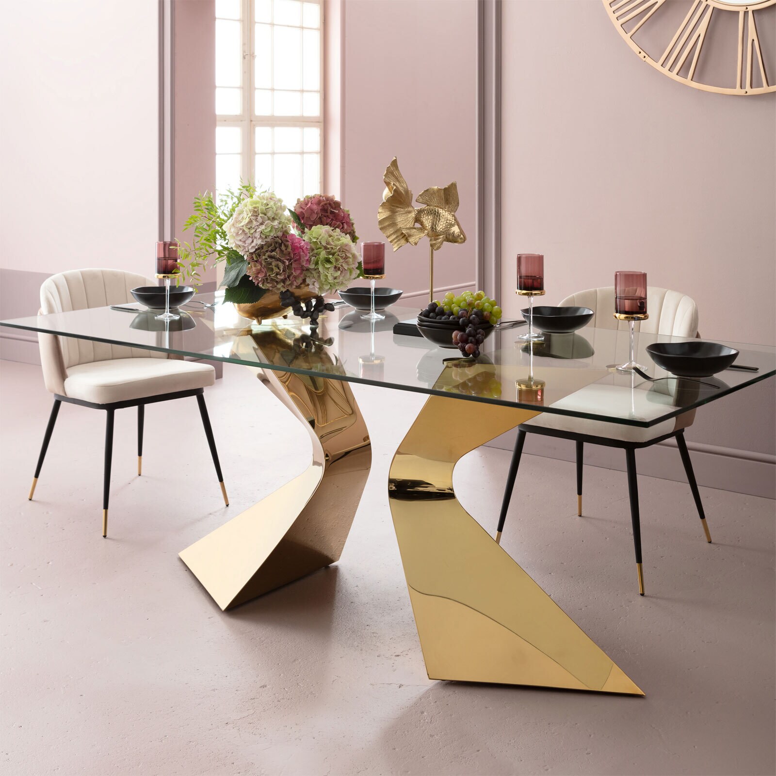 KARE DESIGN Esstisch GLORIA 100 x 200 cm goldfarbig