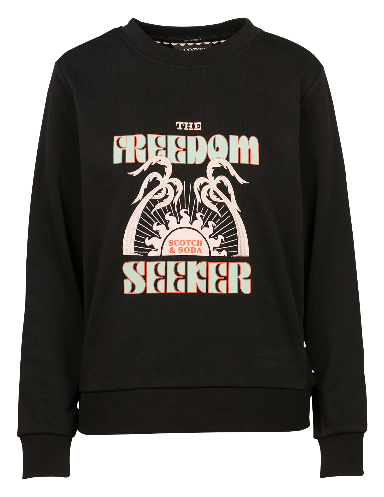 Sweat col rond sérigraphié en coton bio mélangé| Noir