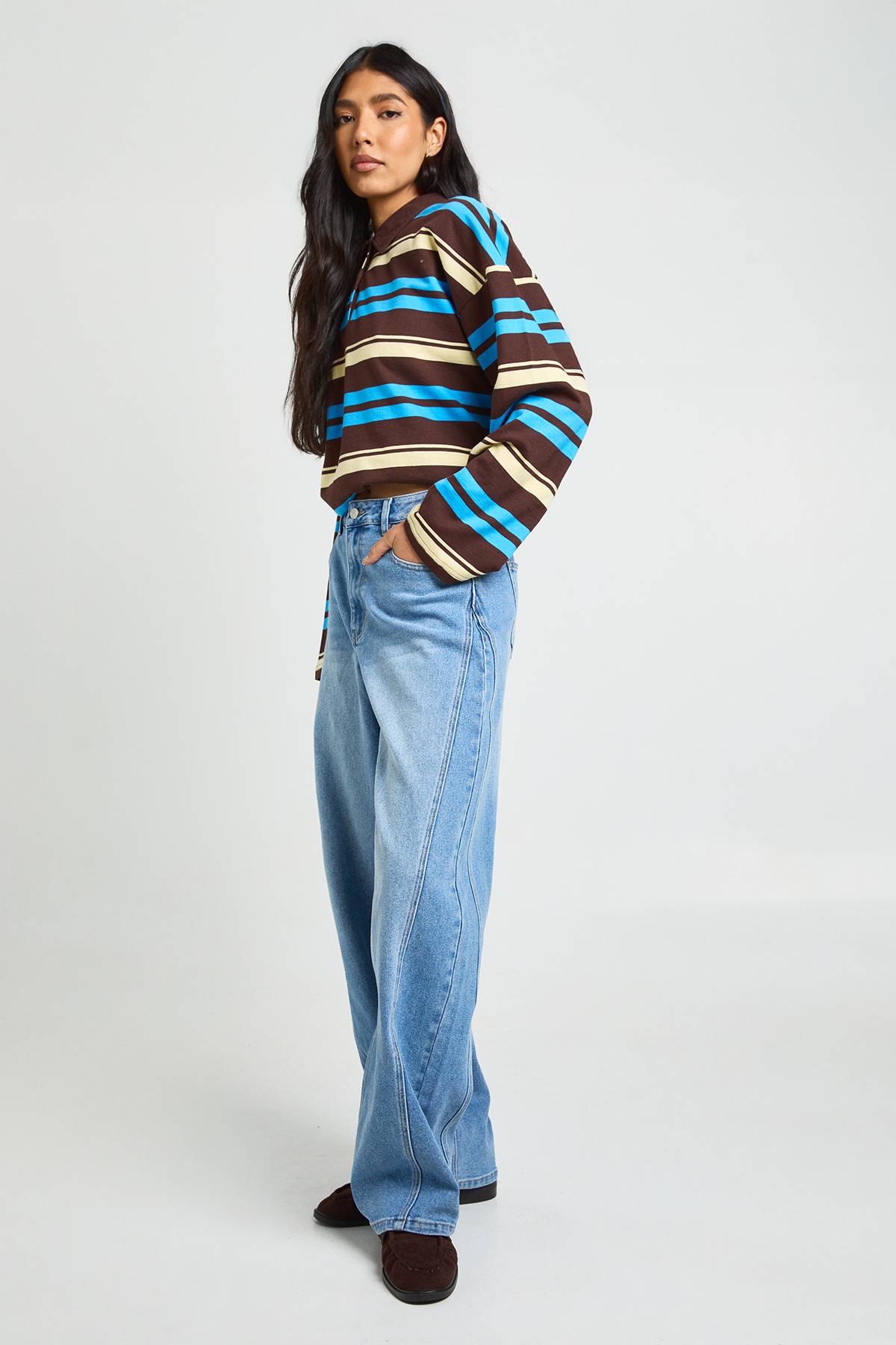 boohoo Le Jean Barrel Taille Mi-haute Tall