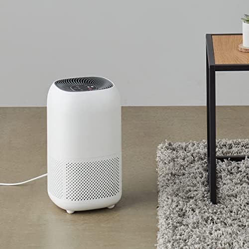 Amazon Basics   Purificateur d'air, Couvre jusqu'à 12 m², Filtres à air True HEPA et au charbon, CADR 100 m²/h, Élimine 99,97 % des allergènes (pollen, poussière, fumée), Prise européenne, Blanc : Cuisine et Maison