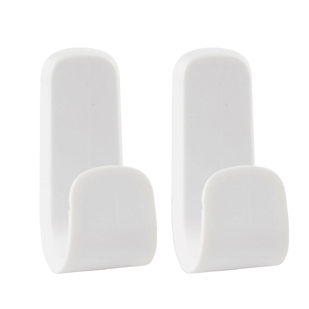 Lot 2 crochets adhésifs plastique rectangulaire blanc