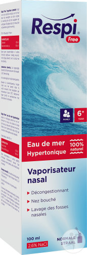 Respi Free Solution Décongestionnante Hypertonique D'Eau De Mer Vaporisateur Nasal 100ml