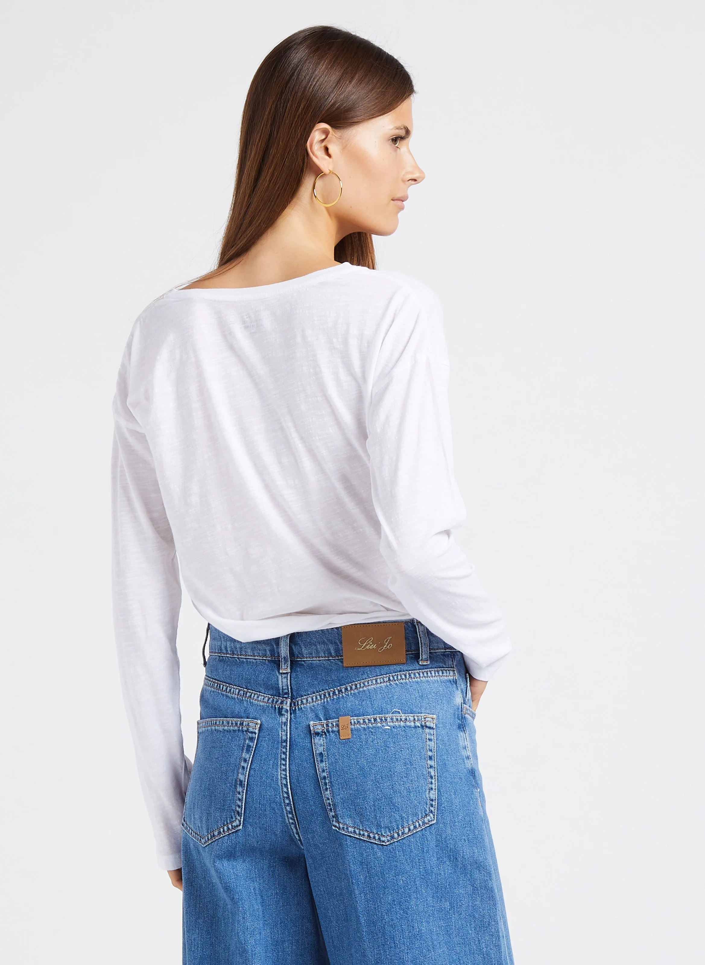 TOMY - Tee-shirt droit col V en coton organique | Blanc
