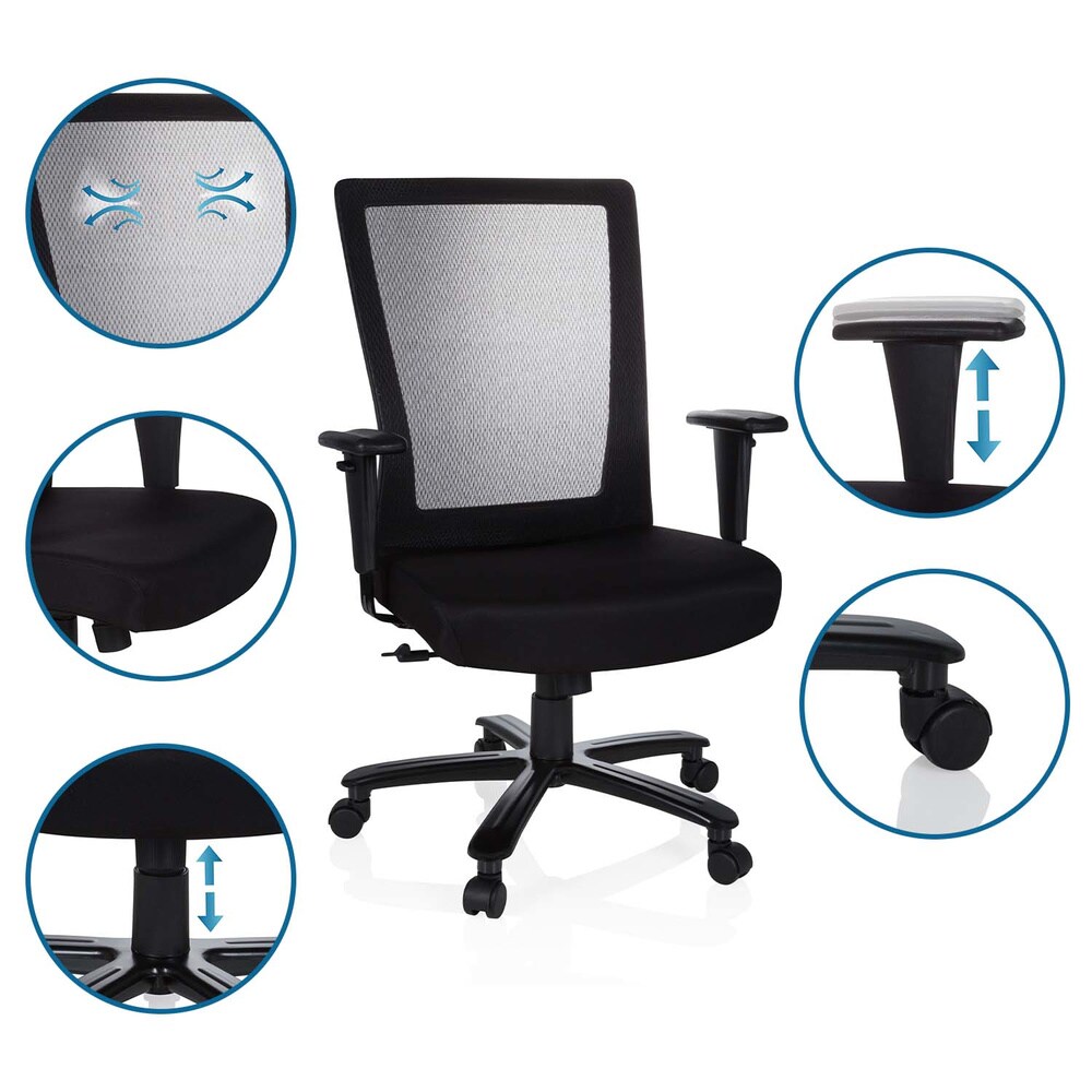 XXL Drehstuhl XXL EXTENDER Stoff/Netzstoff mit Armlehnen (höhenverstellbar) hjh OFFICE