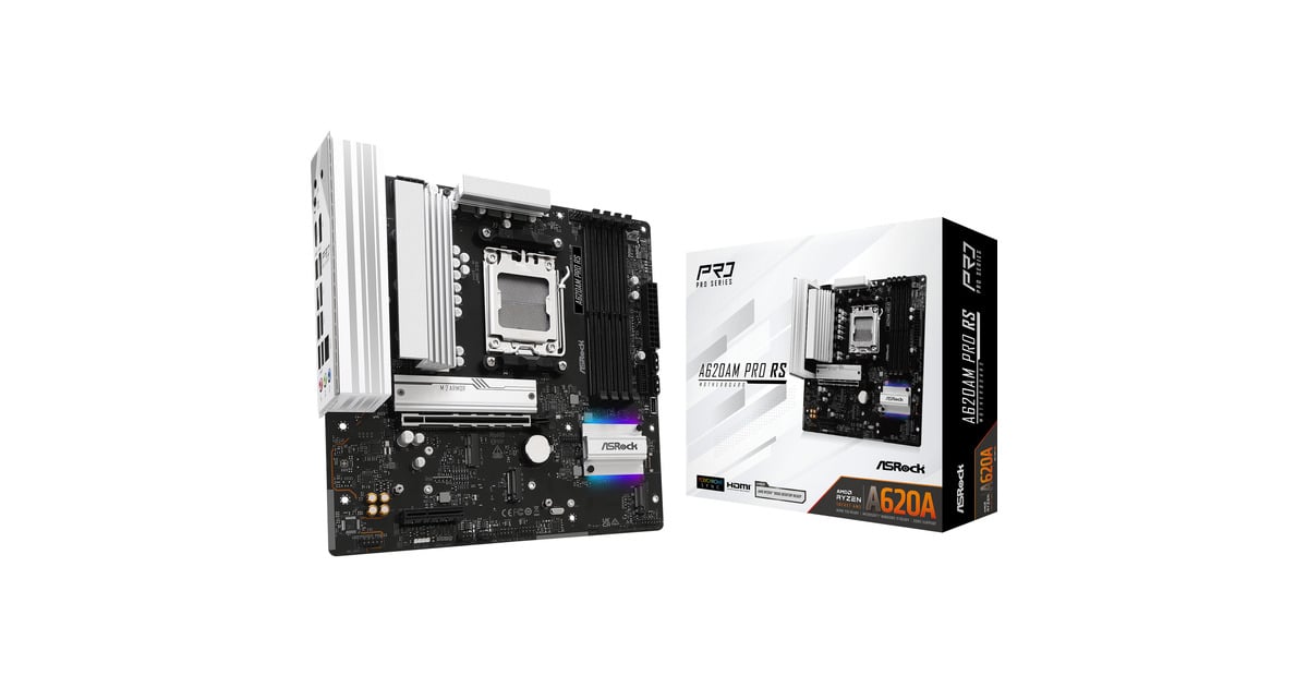 ASRockA620AM PRO RS socket AM5 moederbord  (RAID, 2.5Gb-LAN, Sound, µATX, Tweedekans)