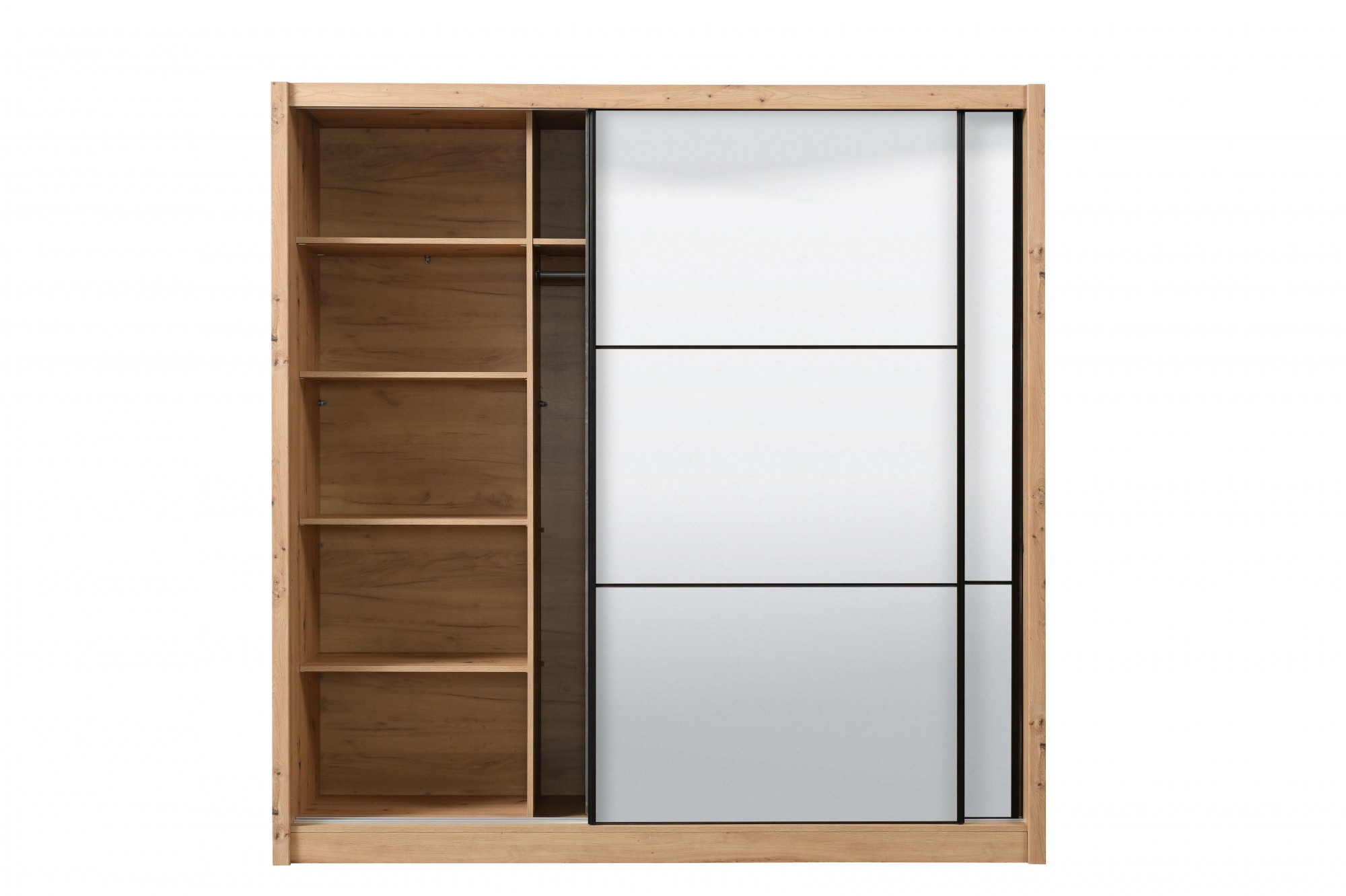 INOSIGN Schwebetürenschrank »Navara Kleiderschrank mit Spiegel Wäscheschrank« mit kompletter Spiegelfront, FSC®-zertifiziert, 213,5x215,5x61cm