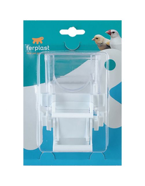 Ferplast Voerbakje Fpi 4503 - Vogel - Voerbak- Drinkbak - 6.9x5.7x7.8 cm Wit Transparant