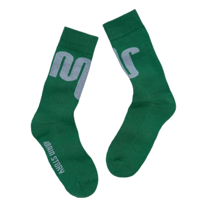 Main Story Chaussettes Logo Coton Bio | Vert foncé