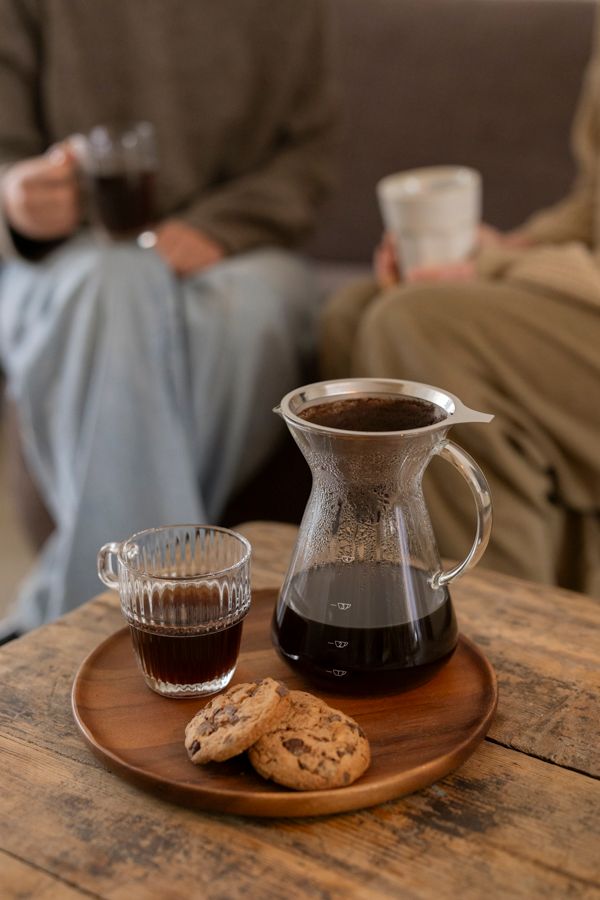 Koffiekan + filter, 600 ml, glas en rvs