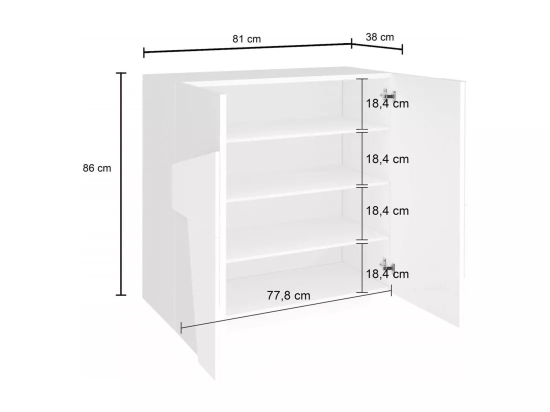 Étagère à chaussures Dfogl, Armoire polyvalente avec 2 portes, Étagère à chaussures d'entrée, 100% Made in Italy, 81x38h86 cm, Ciment avec détail