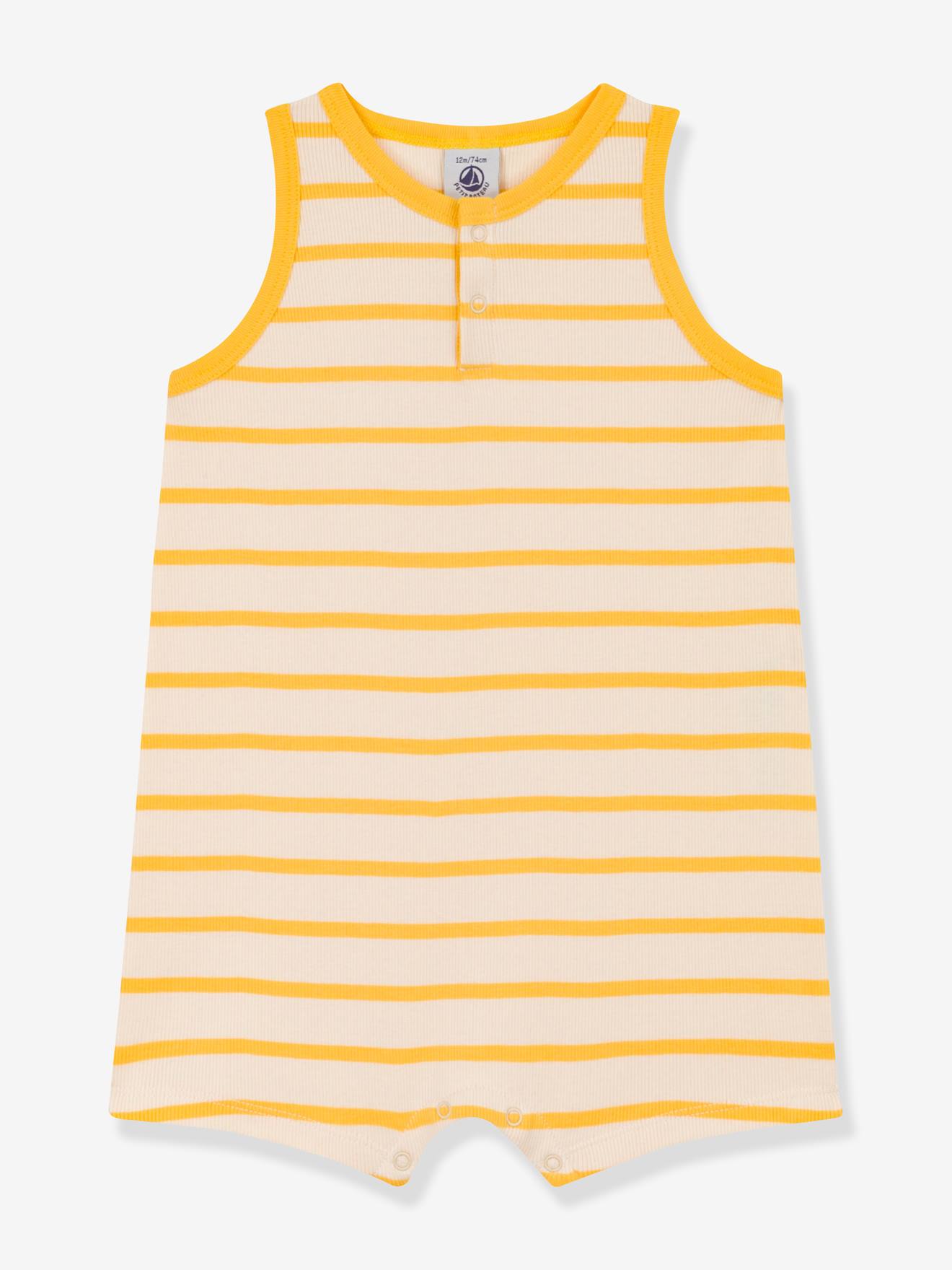 PETIT BATEAU Macacão curto bege de algodão orgânico