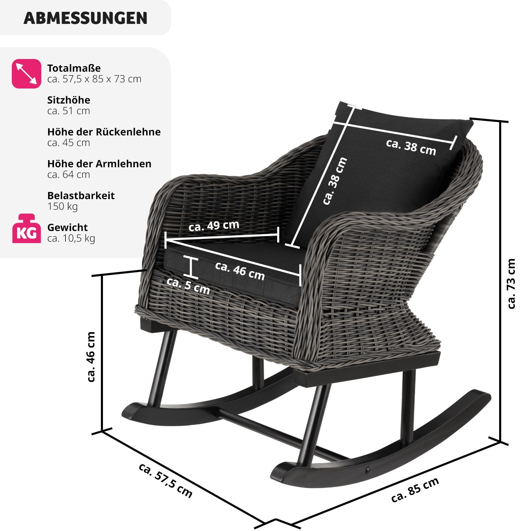 Rattan Schaukelstuhl Rovigo