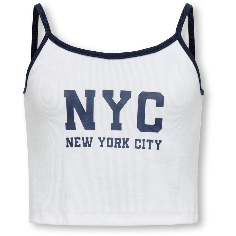 Køb kids ONLY Bright White Navy Blazer NYC Vikka Rib Print Top