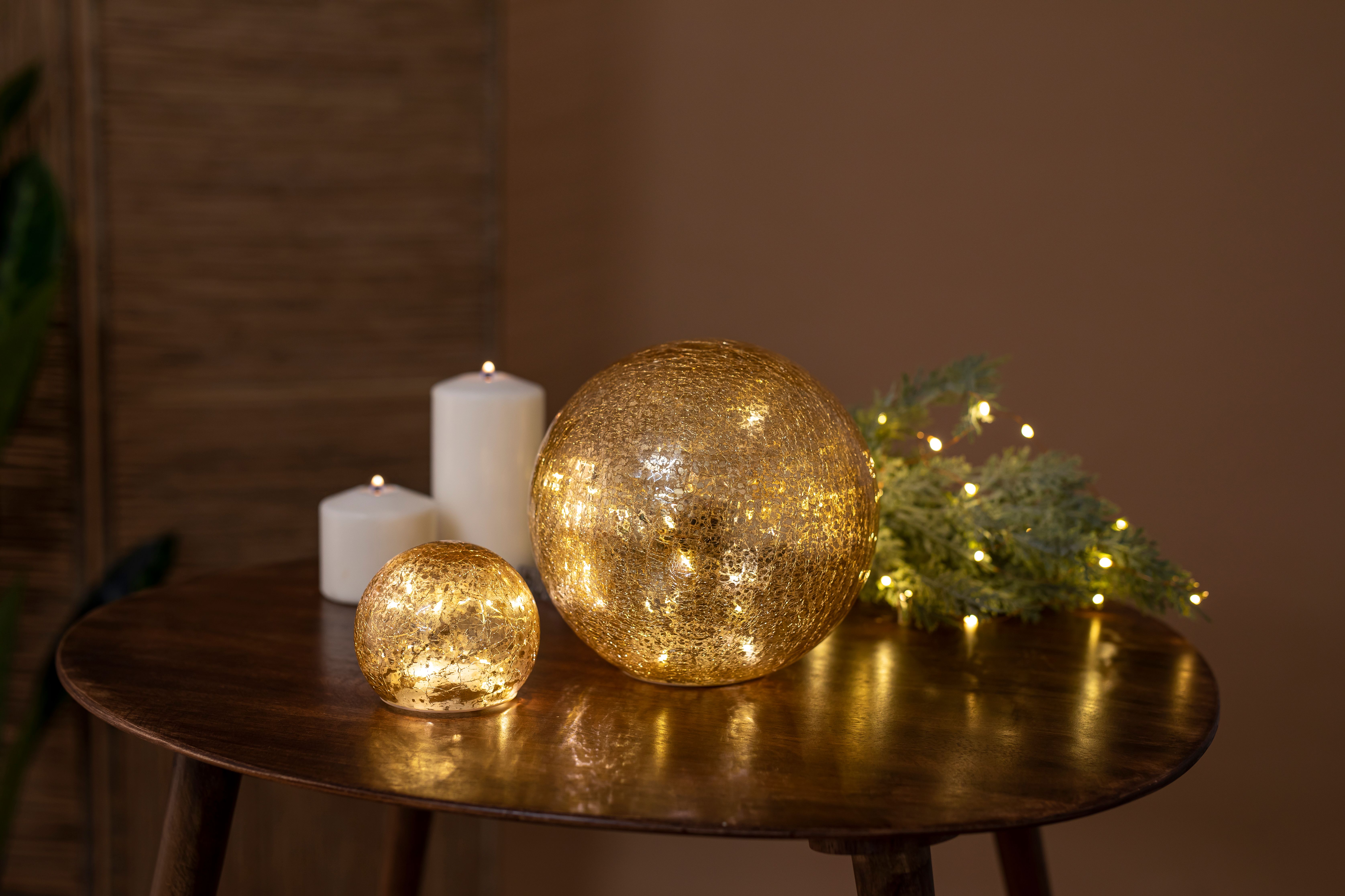 Kerst tafellamp goud 20cm incl. LED - Lua