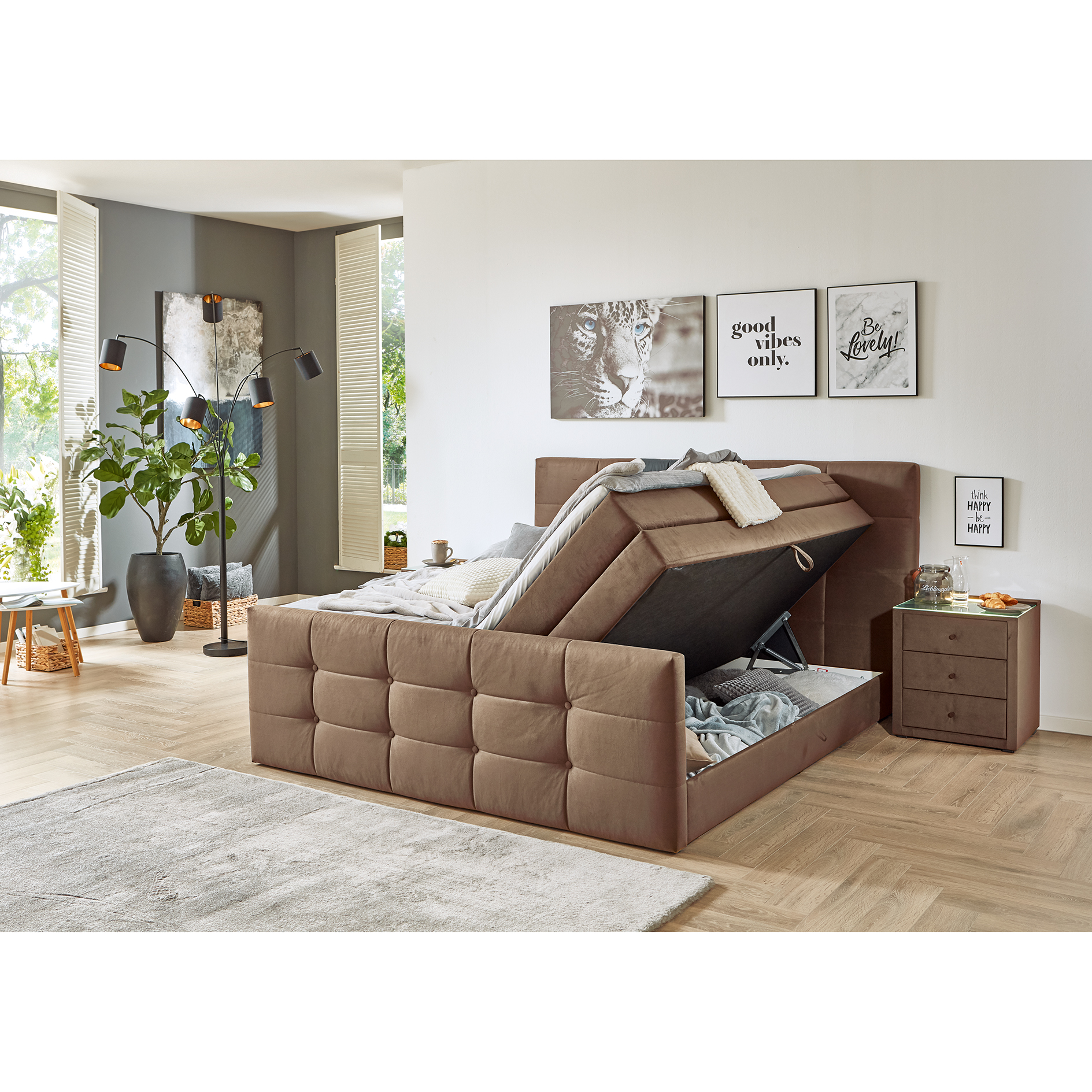 Boxspringbett - capuccino - 180x200 cm - inklusive Topper