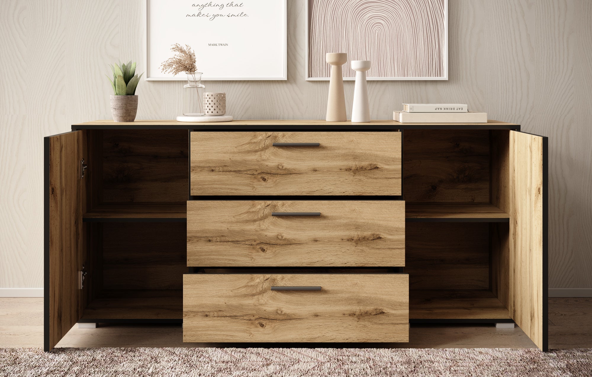 Meubella - Dressoir Betty - Eiken - 150 cm