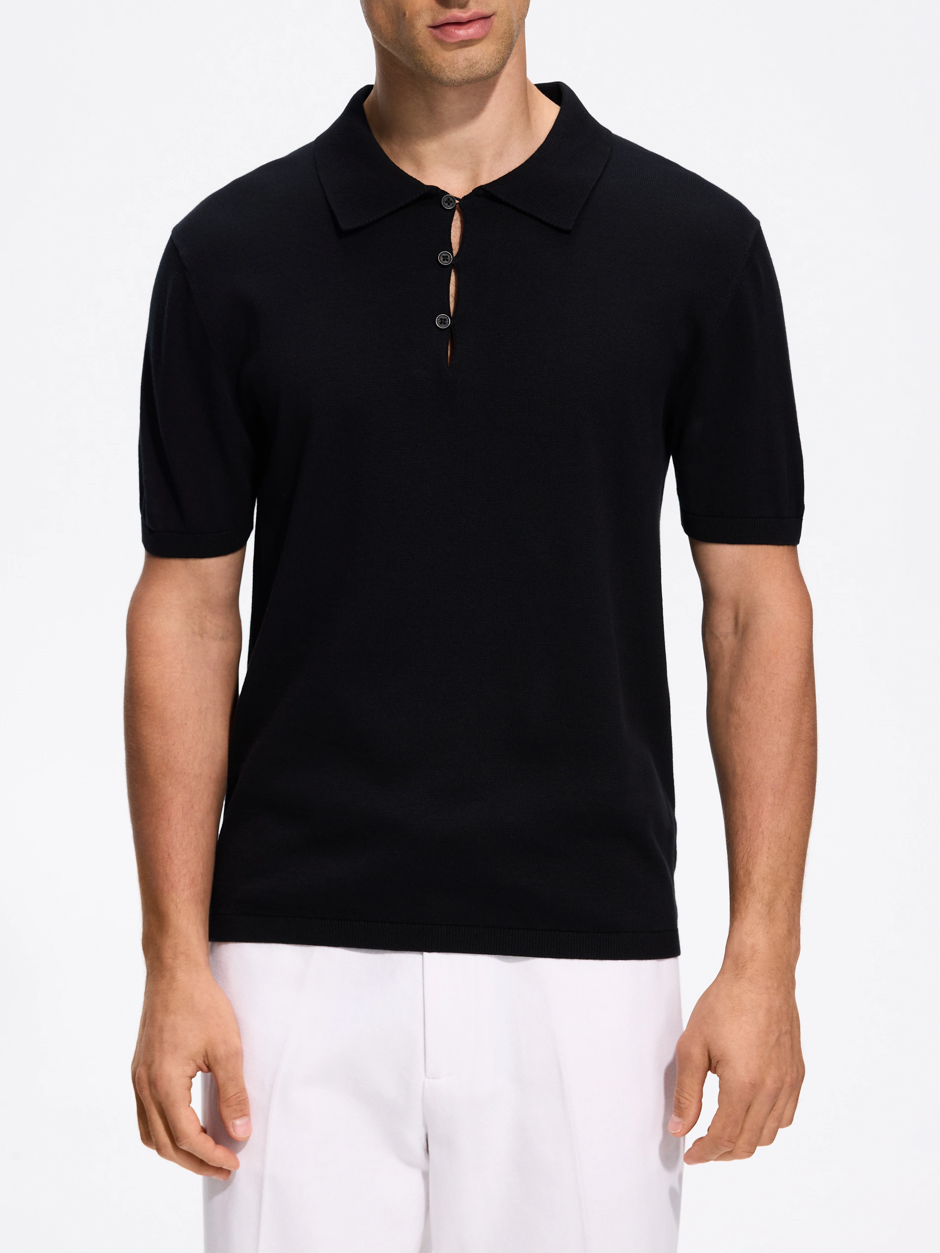 Pullover im Polostil mit hohem Baumwollanteil