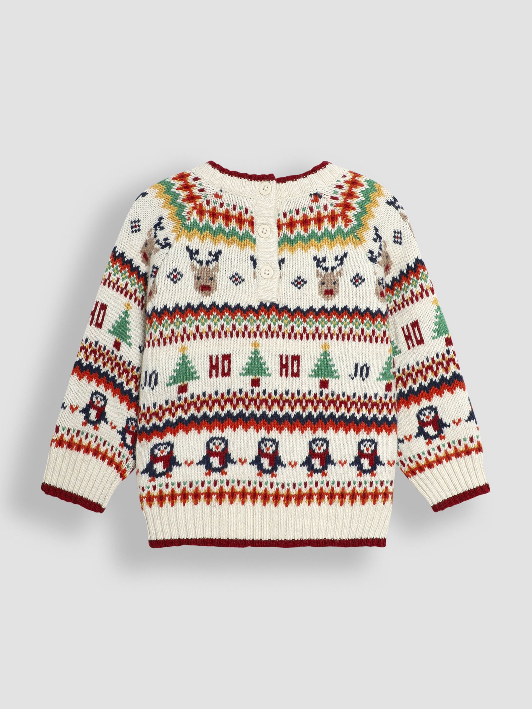 Jojo Maman Bébé Gebreide kerstmis feestelijke vriendjes fair isle-patroon trui