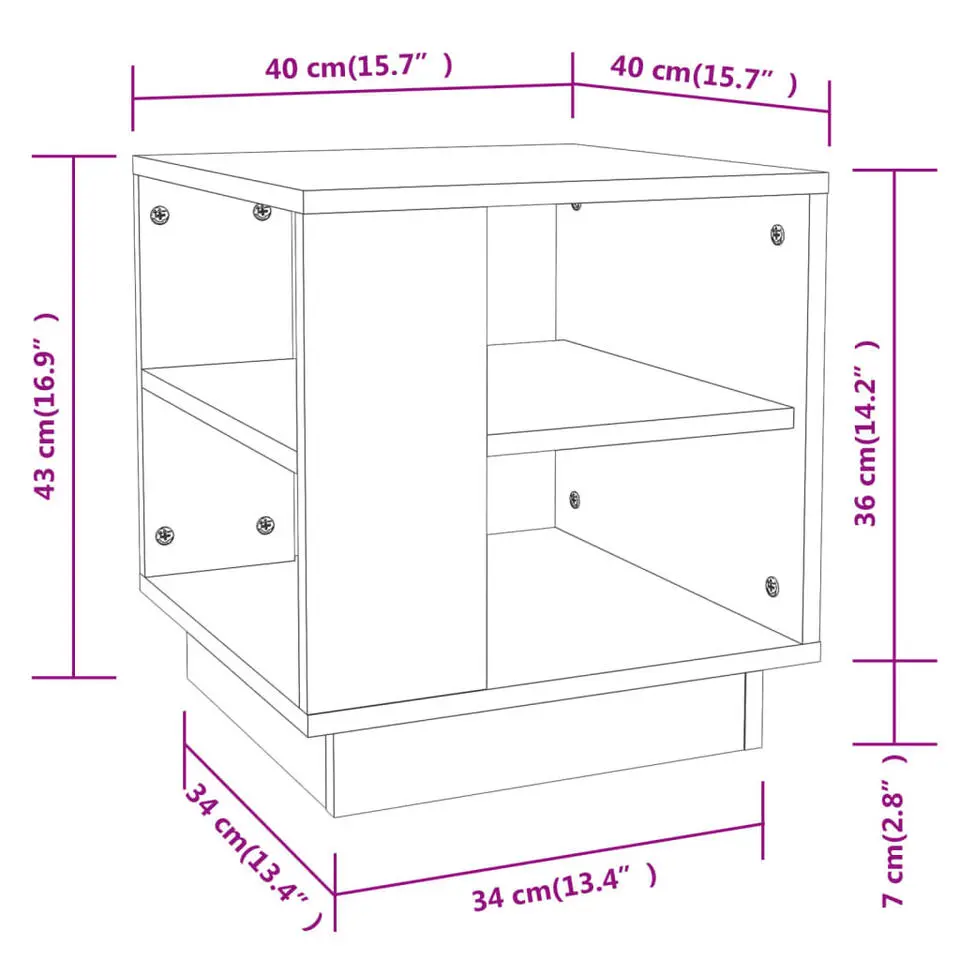 vidaXL Bijzettafel - Salontafel - 2 schappen - Sonoma eiken - Hout - 40x40x43 cm
