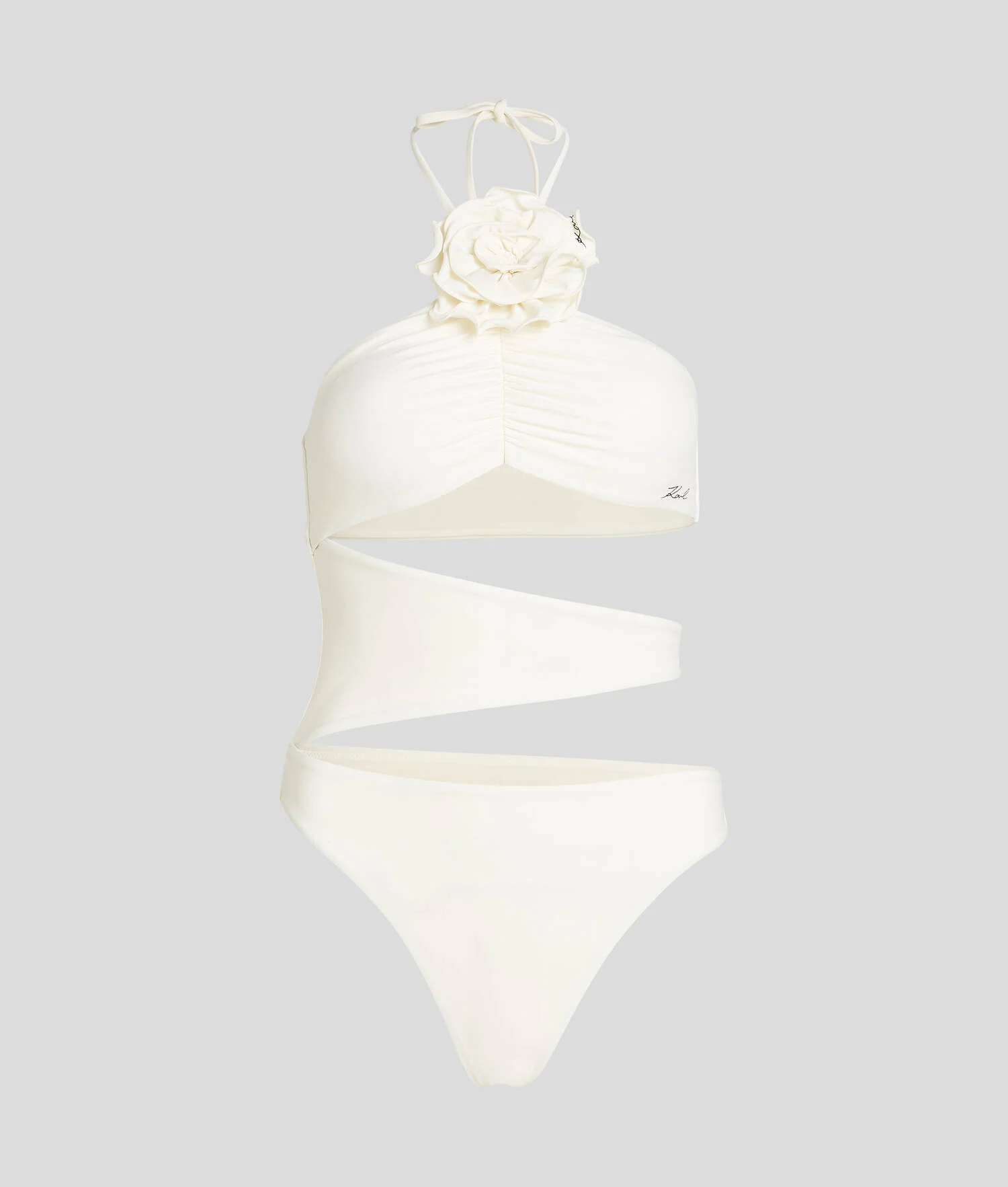 MAILLOT DE BAIN FLORAL À COL MONTANT - Crème Cannoli