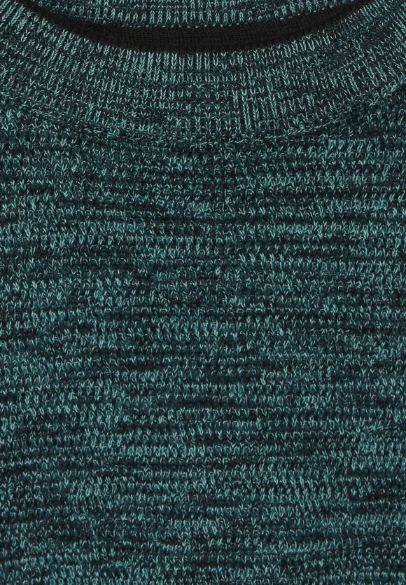 Mouliné Pullover in Melange - turquoise green